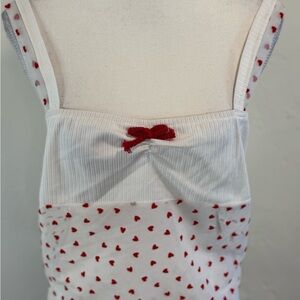 Heart Knit Sheer Crop Tank Top with Red Hearts